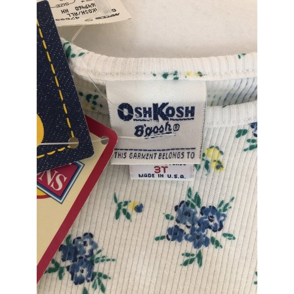 Oshkosh 90s Floral Shirt Ribbed 3T New Made in USA NWT - Picture 6 of 11